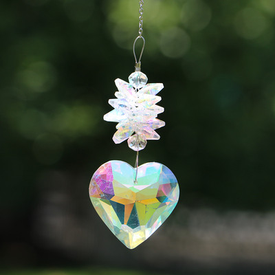 Rainbow Heart AB kristallist päikesepüüdja rippprisma ehisripats Koduaia sisekujundus Autode sisustus kristalltuulekella ripats