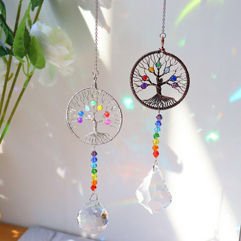 2022 1PC Crystal Tree of Life Catchers Crystals Ball Pendant Rainbow Maker Висящ Suncatcher Window Ornament Home Garden Decor