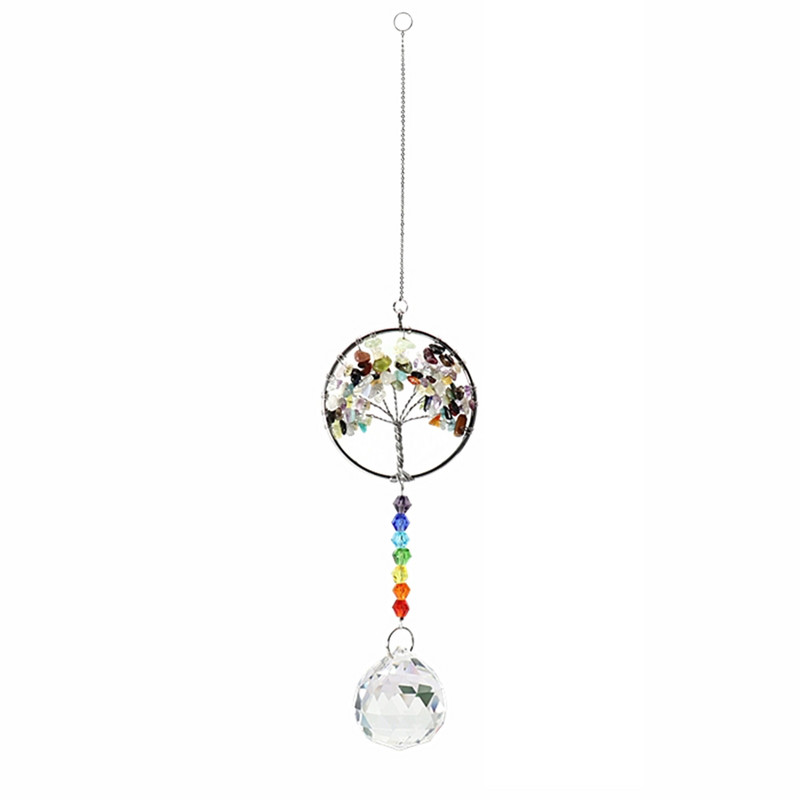 2022. gada 1 gab kristāla dzīvības koka ķērāji kristāla lodīšu kulonu varavīksnes veidotājs, piekarināms saules ķērējs, loga rotājums, mājas dārza dekors