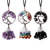 Gyvybės medžio krištolinis pakabukas natūralus akmuo Sėkmės kabantys papuošalai automobilio sienelės langui namų dekoravimui juodas obsidianas Naujas