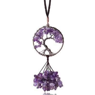 Gyvybės medžio krištolinis pakabukas natūralus akmuo Sėkmės kabantys papuošalai automobilio sienelės langui namų dekoravimui juodas obsidianas Naujas