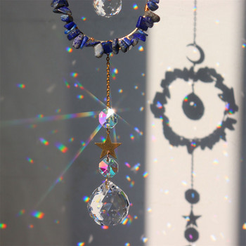 Кристални диамантени призми Висящи завеси Ловец на светлина Луна Звезда Орнамент за прозорец Висулка Полилей Градина Автомобилен декор