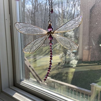 Dragonfly Crystal Dragonfly Window Vising Decor Crystal Dragonfly Висулка Орнамент за вътрешен двор градинска морава