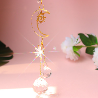Kristallidest päikesepüüdjad prismad rippuvad vikerkaare jälitaja Love Star Moon jaoks aknakardinad ripatsid Koduaed autolampide kaunistused kingitused