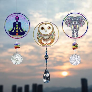 Sun Catcher Crystals Hanging Wind Chimes Διακοσμητικά γκαζόν Ελκυστικά χειροποίητα κρεμαστά Suncatchers χρώματος Rainbow για διακόσμηση γκαζόν