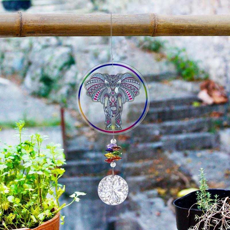 Saules ķērāju kristāli piekaramie vēja zvani zāliena rotājumi Pievilcīgi ar rokām darināti piekaramie varavīksnes krāsas saules ķērāji zāliena dekorēšanai