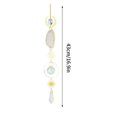 Saulės gaudyklės su kristalais vaivorykštės tema Metalinė grandinėlė kabanti spalvoti pakabukai Ornamentas lango kiemo sodo medžių dekoravimui