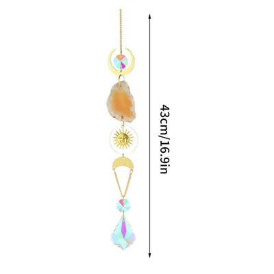 Saulės gaudyklės su kristalais vaivorykštės tema Metalinė grandinėlė kabanti spalvoti pakabukai Ornamentas lango kiemo sodo medžių dekoravimui