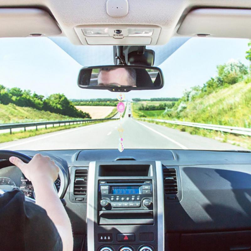 Saulės gaudyklės su kristalais vaivorykštės tema Metalinė grandinėlė kabanti spalvoti pakabukai Ornamentas lango kiemo sodo medžių dekoravimui