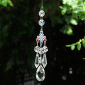 Átlátszó nyolcszögletű gyöngykúp nyílhegy angyal könnyek kínai csomó üveg kristály medál csiszolt prizma varázslatok fényes napfogó lógó