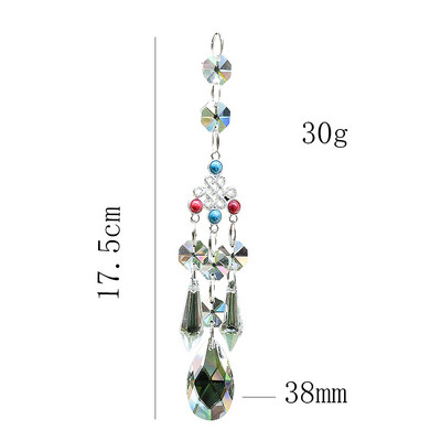 Átlátszó nyolcszögletű gyöngykúp nyílhegy angyal könnyek kínai csomó üveg kristály medál csiszolt prizma varázslatok fényes napfogó lógó