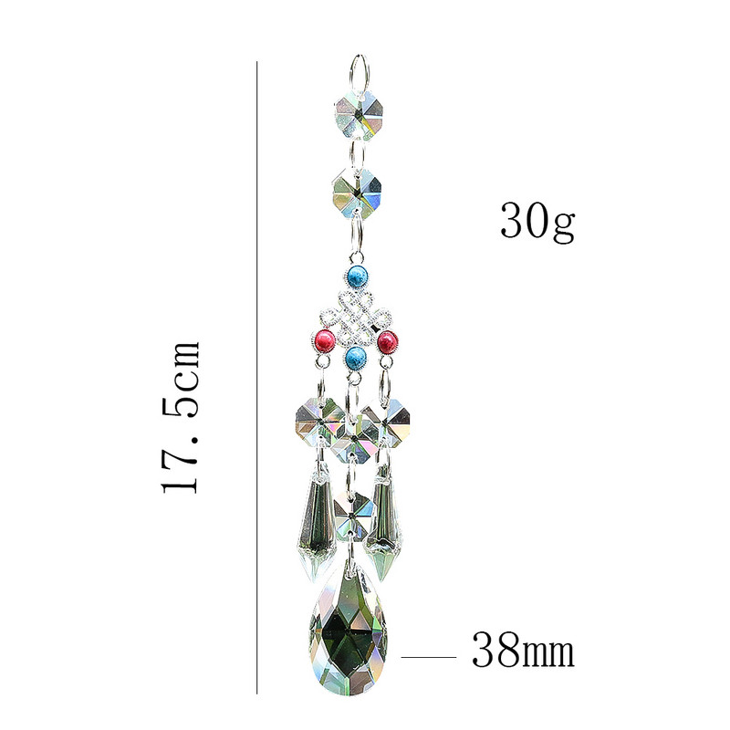 Átlátszó nyolcszögletű gyöngykúp nyílhegy angyal könnyek kínai csomó üveg kristály medál csiszolt prizma varázslatok fényes napfogó lógó