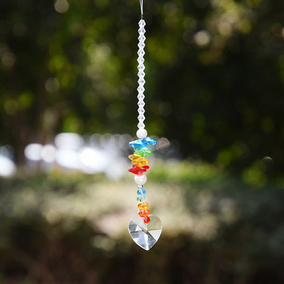 Crystal Suncatcher Srce Kristalni privjesak s akrilnim ABS bisernim perlama Rainbow Prizma Light Catcher Viseći vrtni ukras za dom