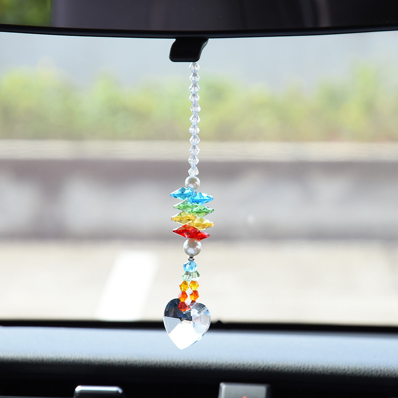 Crystal Suncatcher Srce Kristalni privjesak s akrilnim ABS bisernim perlama Rainbow Prizma Light Catcher Viseći vrtni ukras za dom