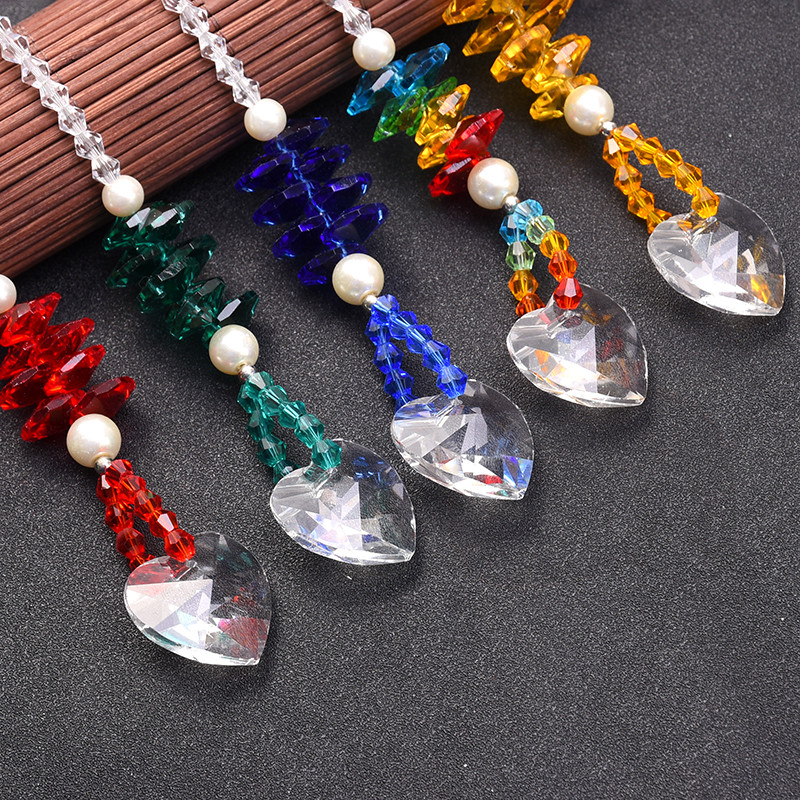 Crystal Suncatcher Srce Kristalni privjesak s akrilnim ABS bisernim perlama Rainbow Prizma Light Catcher Viseći vrtni ukras za dom