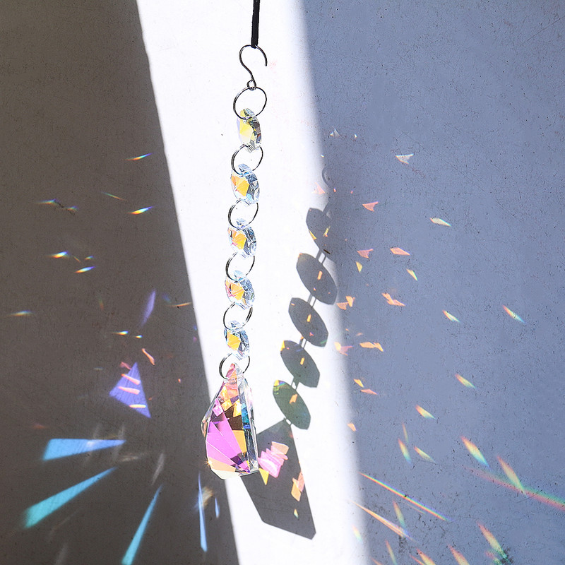 50 mm kristalna strelica AB boja hvatač sunca privjesak osmerokutni lančić od perli balkonski vrt viseći kućni luster svjetlo žetveni ukras