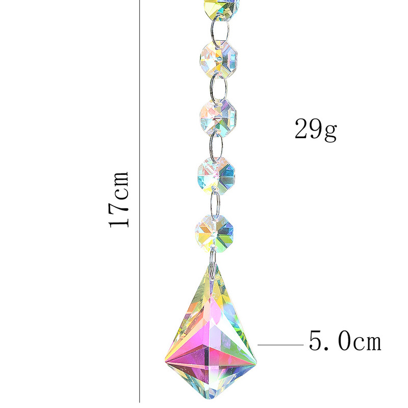 50 mm kristalna strelica AB boja hvatač sunca privjesak osmerokutni lančić od perli balkonski vrt viseći kućni luster svjetlo žetveni ukras