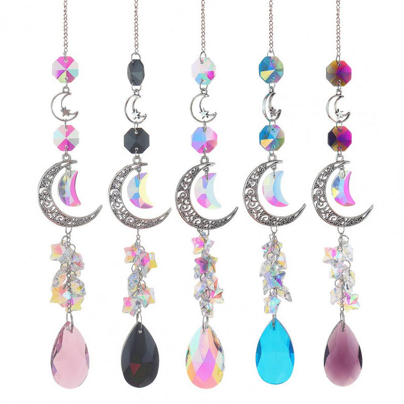 Sun Catcher Ukrasni Moon Rainbow Maker Romantic Prism Crystal Viseći privjesak Dekoracija Vrtni dekor za dom