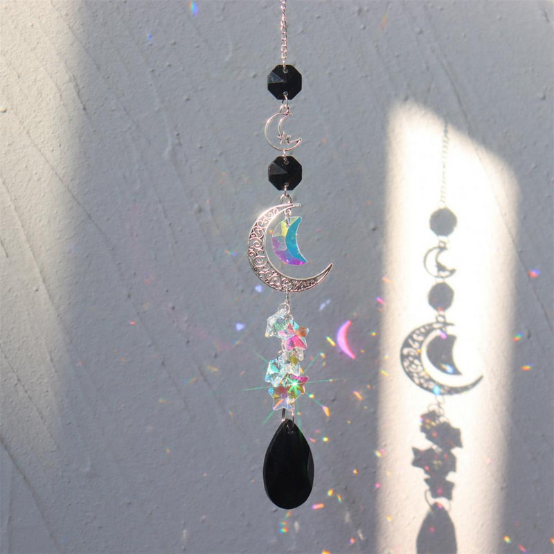 Sun Catcher Ukrasni Moon Rainbow Maker Romantic Prism Crystal Viseći privjesak Dekoracija Vrtni dekor za dom