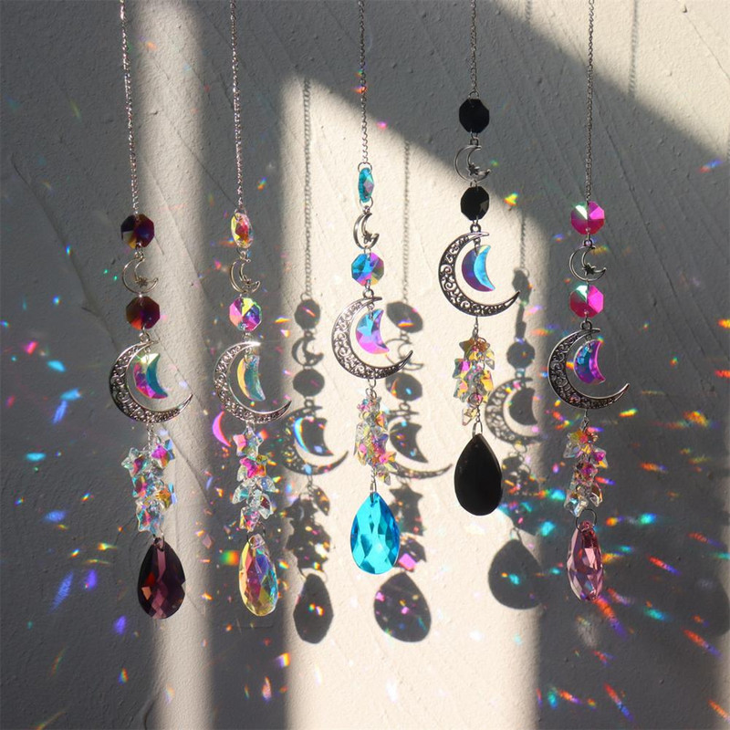 Sun Catcher Ukrasni Moon Rainbow Maker Romantic Prism Crystal Viseći privjesak Dekoracija Vrtni dekor za dom