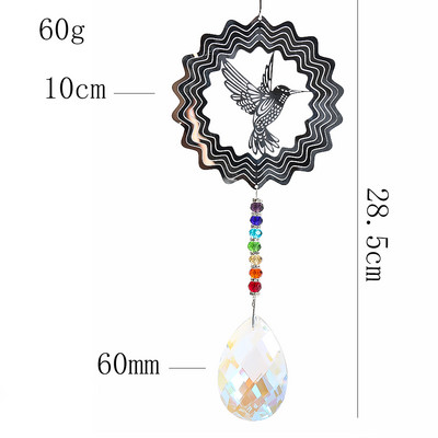 3D rotirajući kolibri Kingfisher Suncokret Metalni privjesak AB boja Anđeoske suze Kristalna prizma Duga Suncatcher Viseći dekor