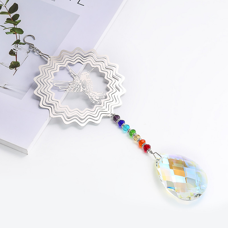 3D rotirajući kolibri Kingfisher Suncokret Metalni privjesak AB boja Anđeoske suze Kristalna prizma Duga Suncatcher Viseći dekor