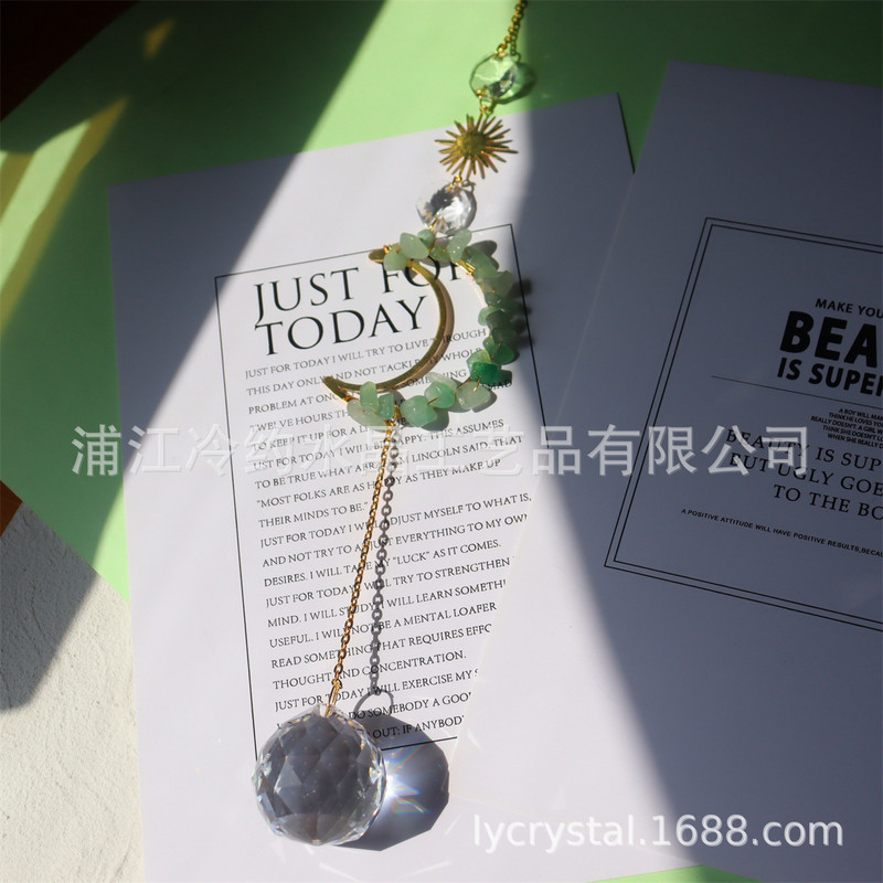 Saulės gaudyklė mėnulio krištolinė prizmė vitražinis rutulys saulės gaudytojas vaivorykštės gaminimo mašina namų langas sodo dekoras šviesos gaudyklė Dovana