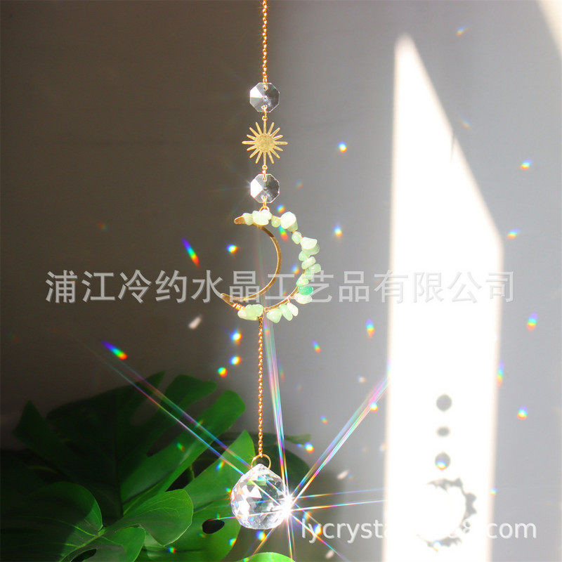 Saulės gaudyklė mėnulio krištolinė prizmė vitražinis rutulys saulės gaudytojas vaivorykštės gaminimo mašina namų langas sodo dekoras šviesos gaudyklė Dovana