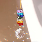 Varavīksnes astoņstūra krelles, slīpētas prizmas stikla kristāla lodes kulons vītnes aizkaru dārzs Aurora Suncatcher kāzu piekārtais dekors