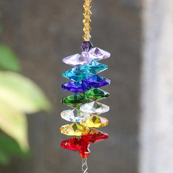 Rainbow Octagonal Beads Faceted Prism Glass Crystal Ball μενταγιόν Γιρλάντα Κουρτίνα Κήπος Aurora Suncatcher Γάμος κρεμαστή διακόσμηση