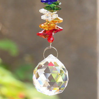 Rainbow Octagonal Beads Faceted Prism Glass Crystal Ball μενταγιόν Γιρλάντα Κουρτίνα Κήπος Aurora Suncatcher Γάμος κρεμαστή διακόσμηση