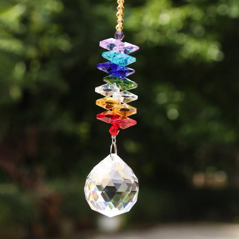 Varavīksnes astoņstūra krelles, slīpētas prizmas stikla kristāla lodes kulons vītnes aizkaru dārzs Aurora Suncatcher kāzu piekārtais dekors