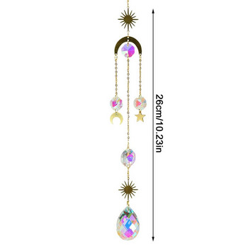 Moon Ring Rainbow Crystal κρεμαστό στολίδι με πρίσμα Κρεμαστό μενταγιόν σπιτιού Διακόσμηση αυτοκινήτου Crystal Wind Chime Κρεμαστό Διακόσμηση κήπου