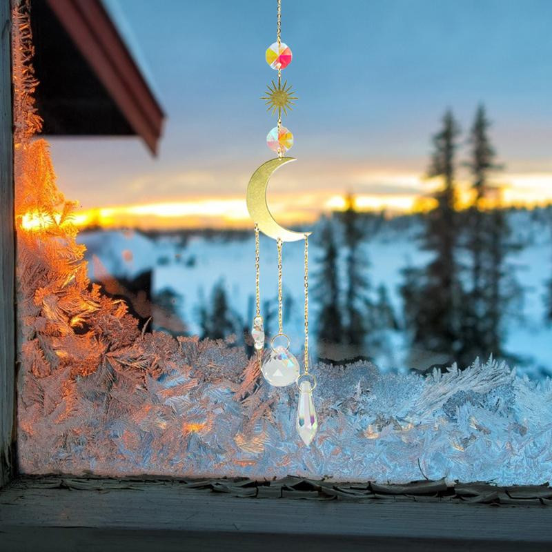 Kuusõrmus vikerkaare kristallist rippprisma ripatsiga ehisripats Kodu autokaunistus kristallist tuulekella ripats Aiakaunistus