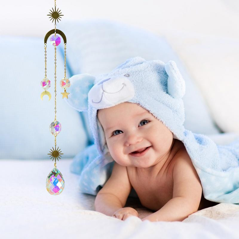 Mēness vēja zvans kristāla prizmas dekoratīvs sienas piekarināms kulonu rotājums mājas dekorēšanai estētisks Kawaii istabas dekors