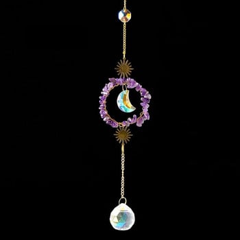 Sun Catchers Κρεμαστά κρυστάλλινα μενταγιόν Moon Catcher Wind Chimes Rainbow Prism Παράθυρο Drop Bell Χριστουγεννιάτικο δέντρο Διακόσμηση κήπου σπιτιού