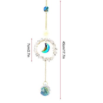 Sun Catchers Κρεμαστά κρυστάλλινα μενταγιόν Moon Catcher Wind Chimes Rainbow Prism Παράθυρο Drop Bell Χριστουγεννιάτικο δέντρο Διακόσμηση κήπου σπιτιού