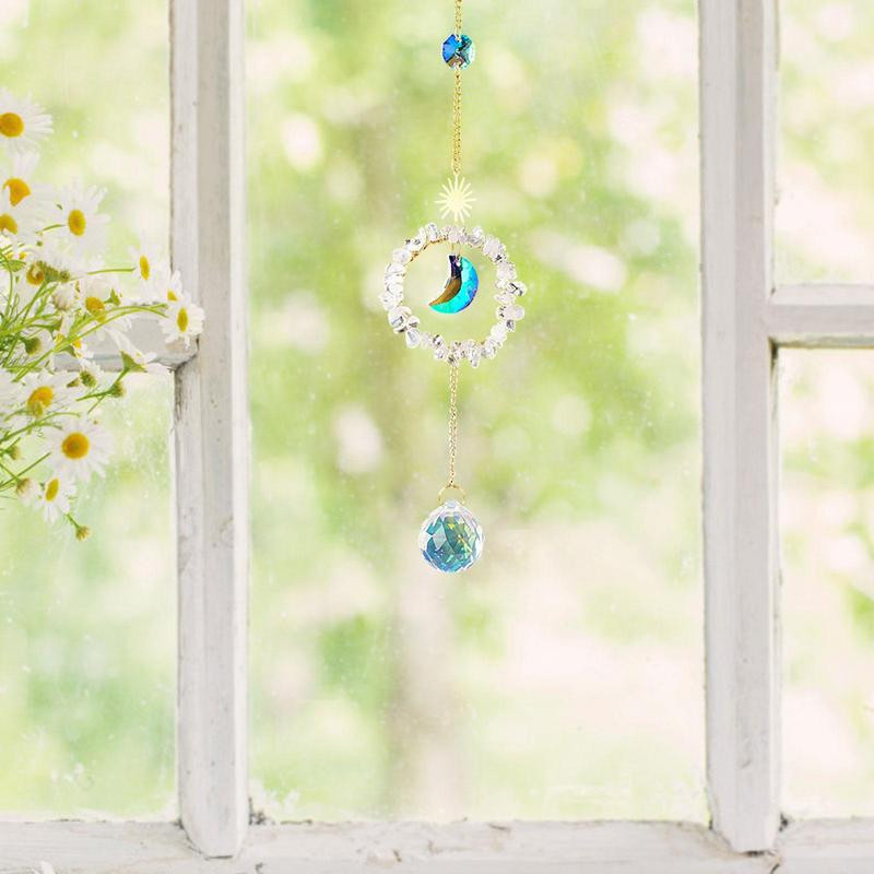 Saules ķērāji Piekaramie kristāla mēness ķērēja kuloni vēja zvani varavīksnes prizma logu zvaniņš Ziemassvētku eglīte mājas dārza dekors