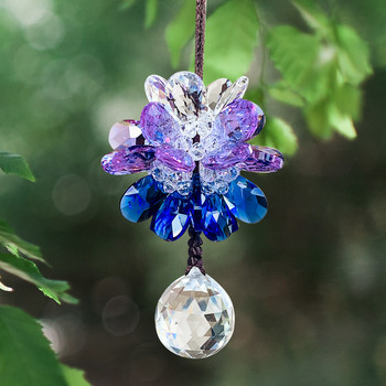 Χειροποίητη ύφανση 3D Flower Angel Tears Κρεμαστό κρυστάλλινη μπάλα Faceted Prism Aurora Sun Catcher Αφρώδης διακόσμηση γάμου κρεμαστή