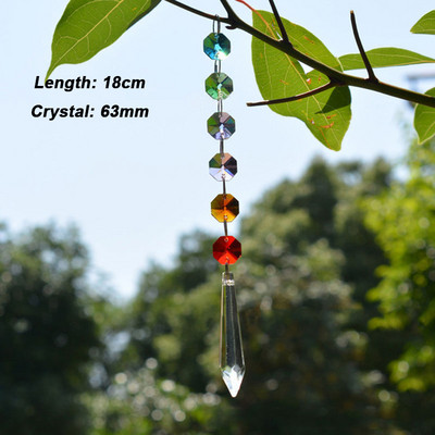 Prizminė saulės gaudyklė, kabančių langų kristalai, vaivorykštės šviesos gaudyklė, krištolo saulės gaudyklė, vasaros dovana, aštuonkampių karoliukų langų apdaila