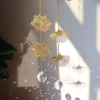 Crystal Wind Chime Sun Catcher Diamond Prisms Висулка Lotus Ginkgo Maple Leaf Dream Catchers Rainbow Chaser Висящ капков декор