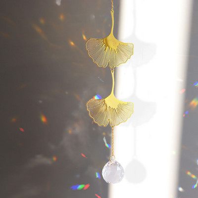 Kristāla vēja zvana saules ķērējs dimanta prizmas kulons lotosa ginkgo kļavas lapas sapņu ķērāji varavīksnes skapītis piekārtiem pilienu dekoriem