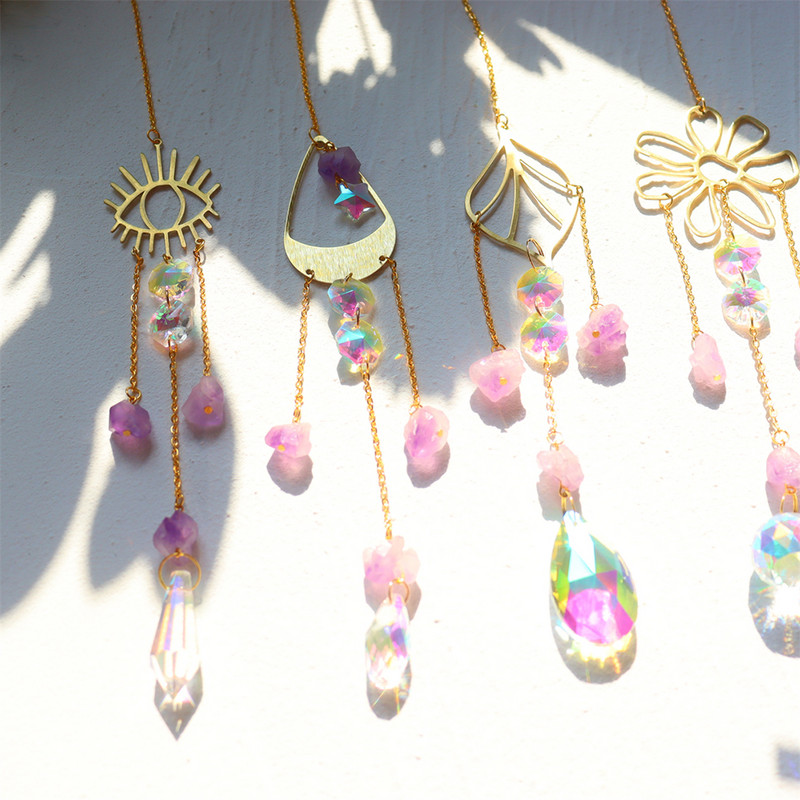 Crystal Päikese valguspüüdja Rippuv Rainbow Chaser Valgustus Aksessuaarid Aiaaknakardin Pulmakardin Kodu Autokaunistus Kingitus