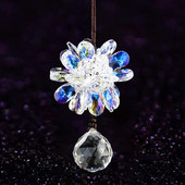 Polirani AB kristalni cvjetni grozd u boji, privjesak, luster s fasetiranom prizmom, vrtni viseći hvatač sunca DIY zavjesa s trakom