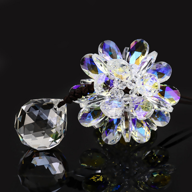 Polirani AB kristalni cvjetni grozd u boji, privjesak, luster s fasetiranom prizmom, vrtni viseći hvatač sunca DIY zavjesa s trakom