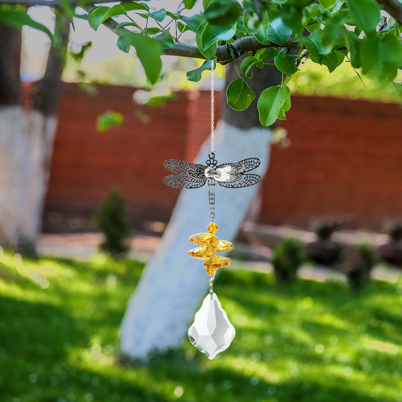 Dragonfly Ručno izrađen viseći kristalni vijenac Privjesak DIY luster Nakit Središnji dio Dekoracija Vrtni ukras