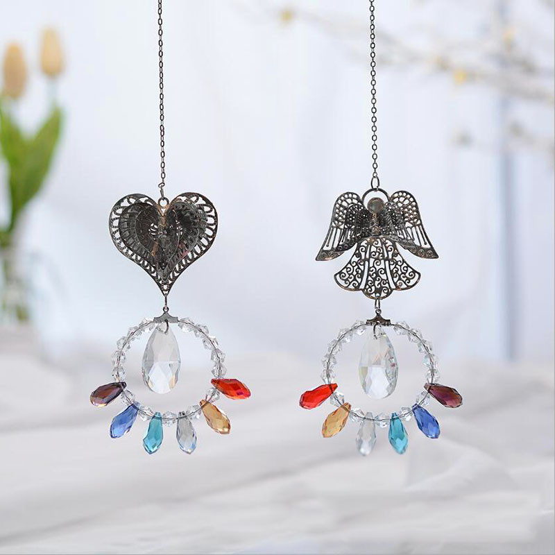 Krištolinė prizmė saulės gaudyklė vaivorykštė kabantis rutulinis pakabukas namų vestuvių dekoravimo papuošalai Angelo figūrėlė Kalėdų dovanos