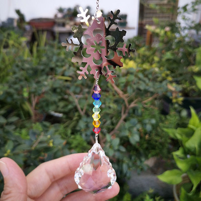 Käsitsi valmistatud lumehelbe päikesepüüdja kristallprisma vikerkaare tegija aknale riputatav dekoratiivkoristus kodus pulmakaunistusega ripats jõulukujuke