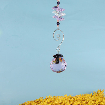 H&D 30 мм полилей с кристална топка Призма Прозорец Улов на слънце Орнаменти Висящ улов на слънце за домашна градина Декорация на офис (розов)