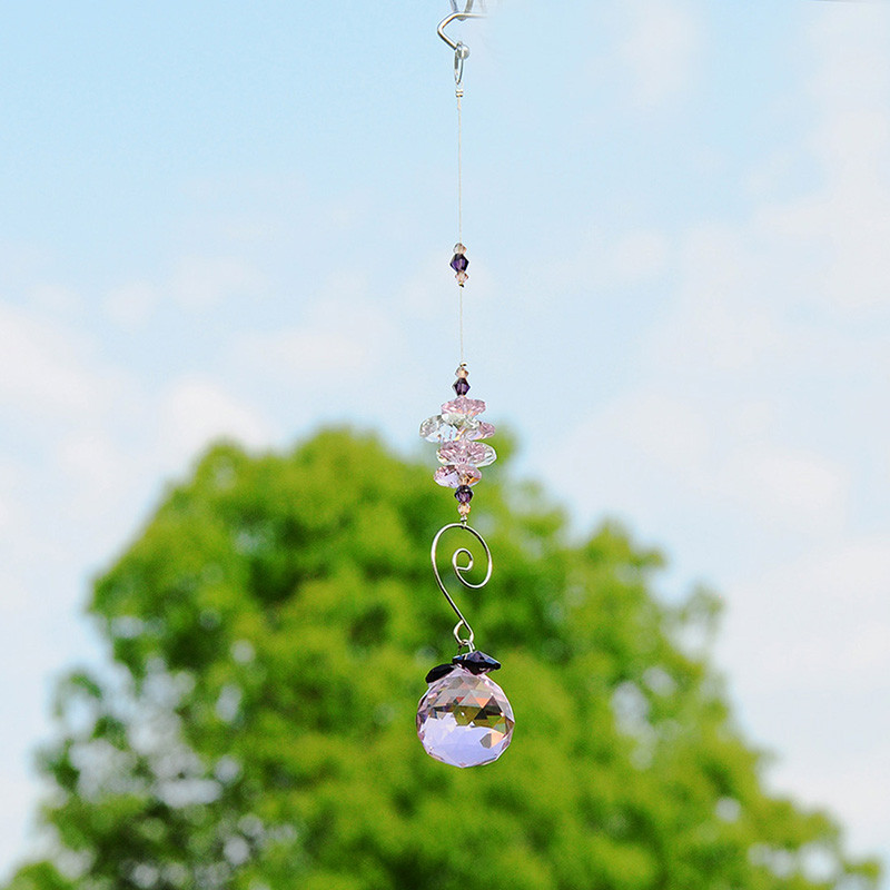 H&D 30 mm krištolinis rutulinis sietynas, prizmė, lango saulės gaudyklės papuošalai, kabantys saulės gaudyklės namų sodo biuro dekoravimui (rožinė)